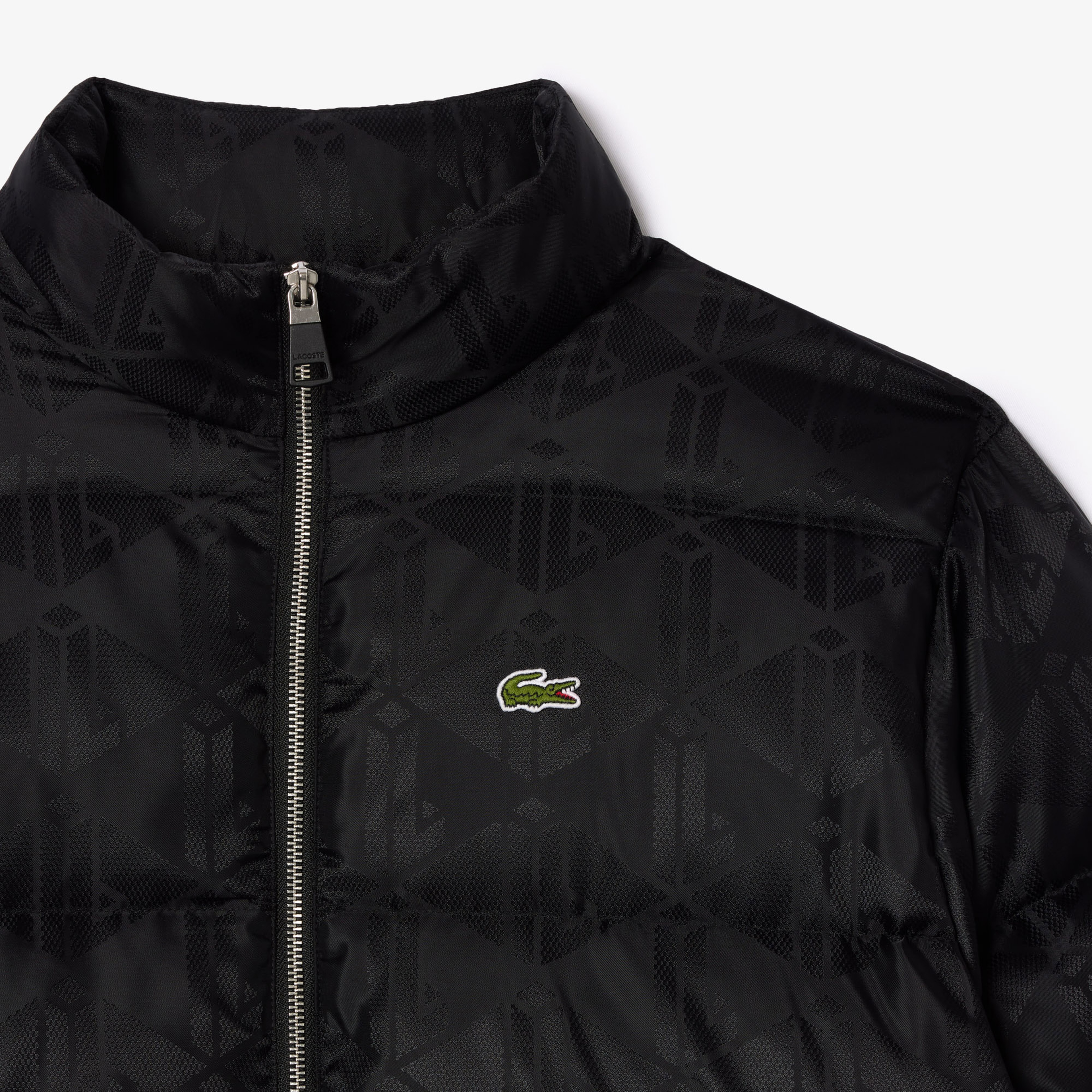 Erkek Dik Yaka Monogram Siyah Mont