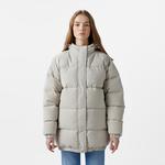 Kadın Relaxed Fit Kapüşonlu Gri Şişme Mont