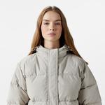 Kadın Relaxed Fit Kapüşonlu Gri Şişme Mont