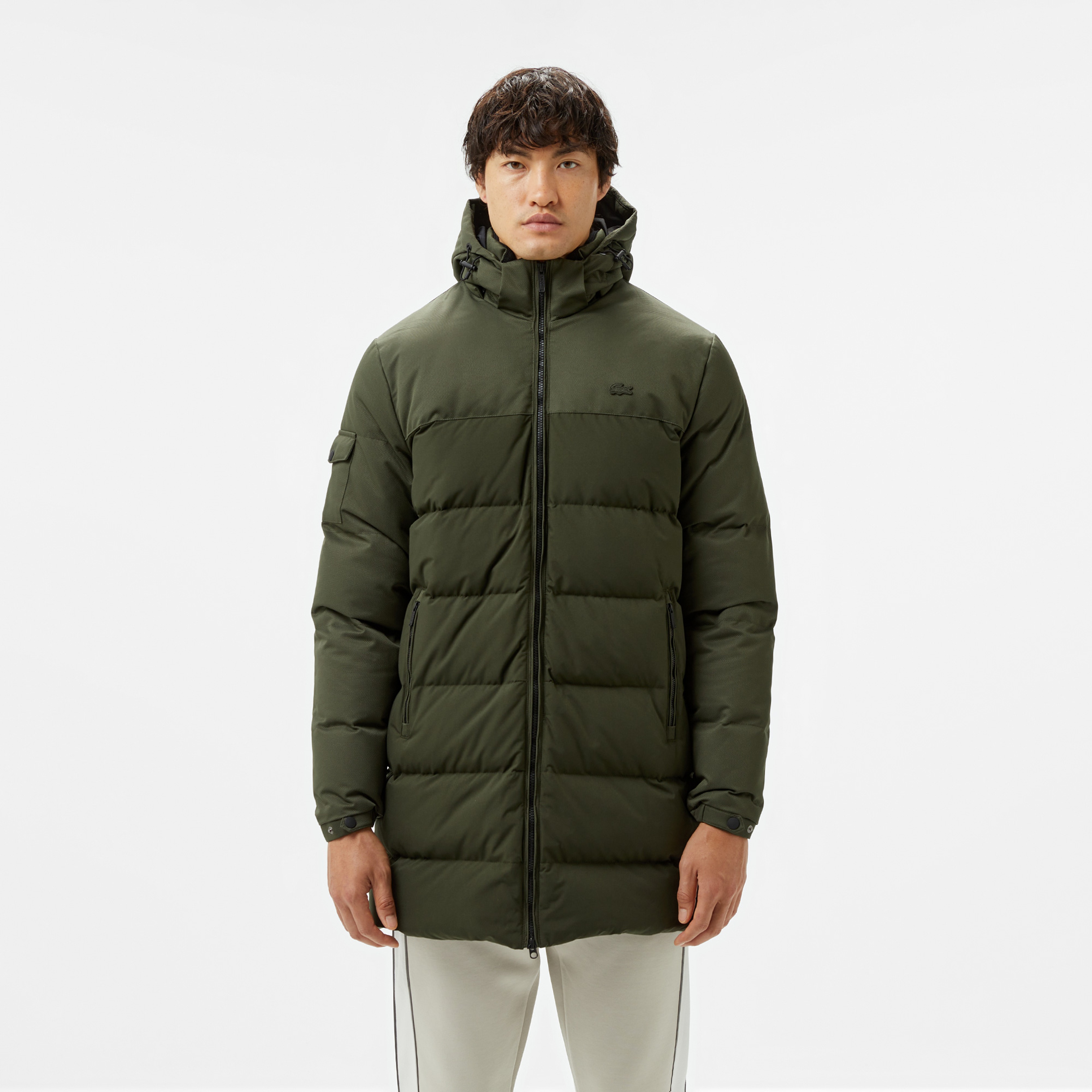 Erkek Kapüşonlu Koyu Yeşil Şişme Mont