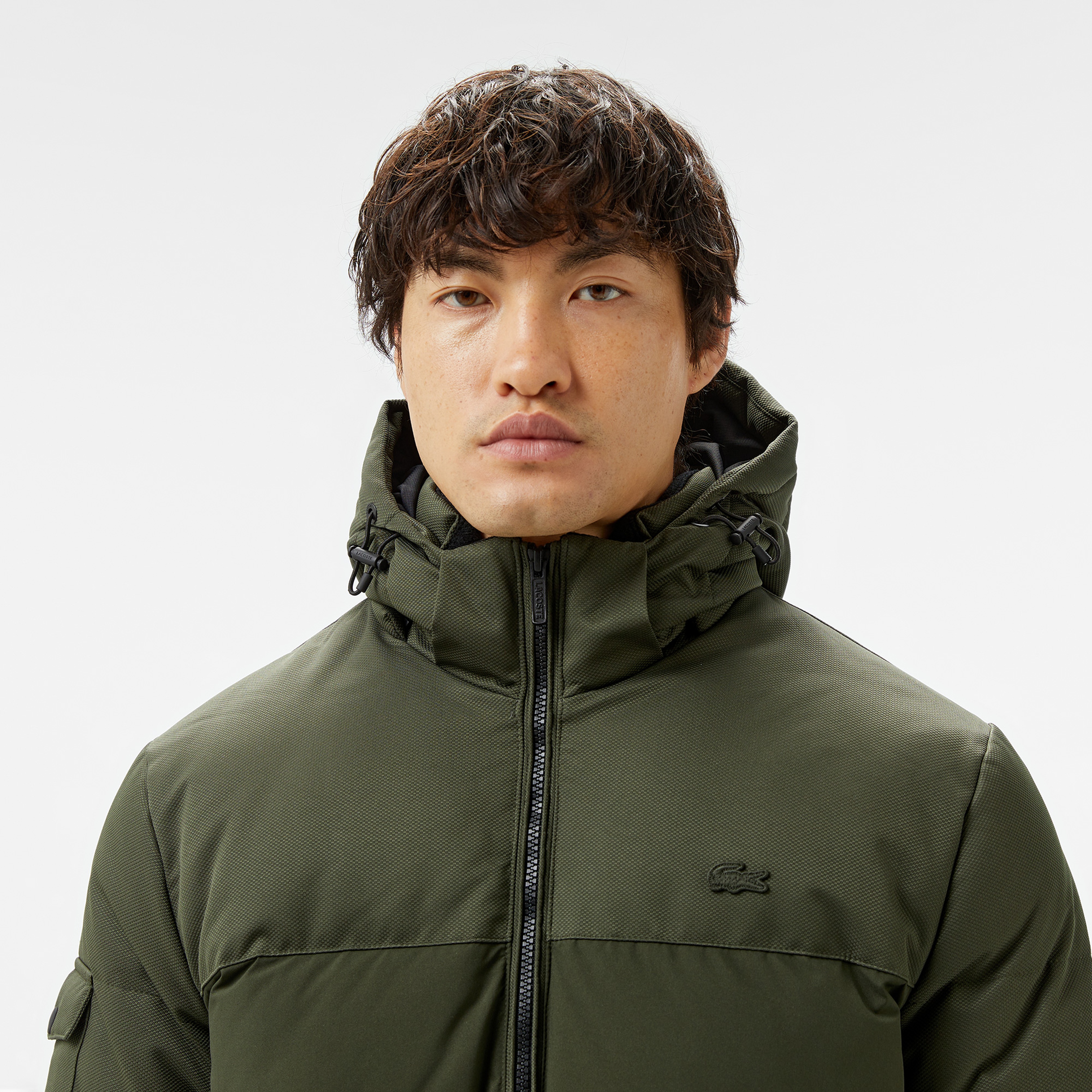 Erkek Kapüşonlu Koyu Yeşil Şişme Mont