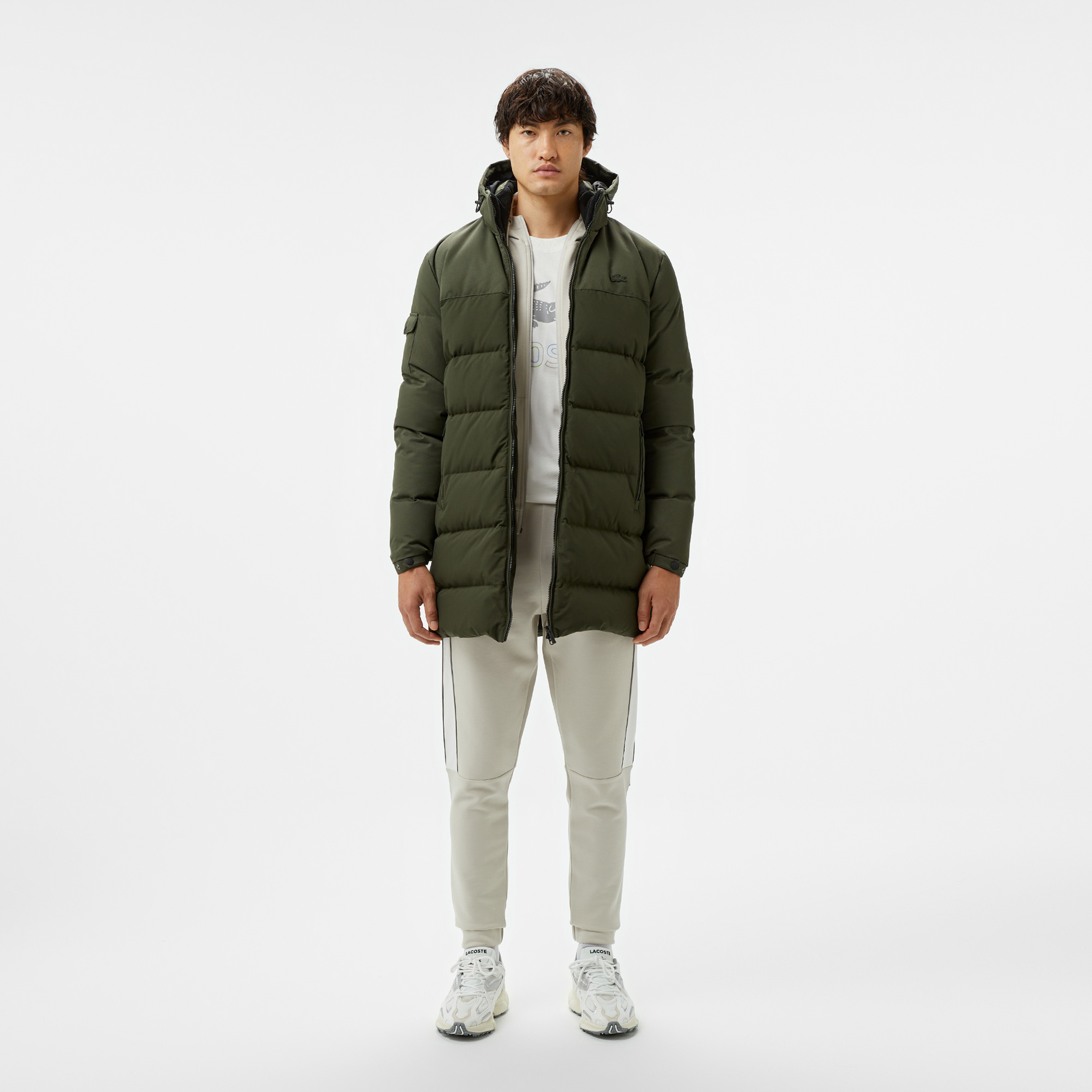 Erkek Kapüşonlu Koyu Yeşil Şişme Mont