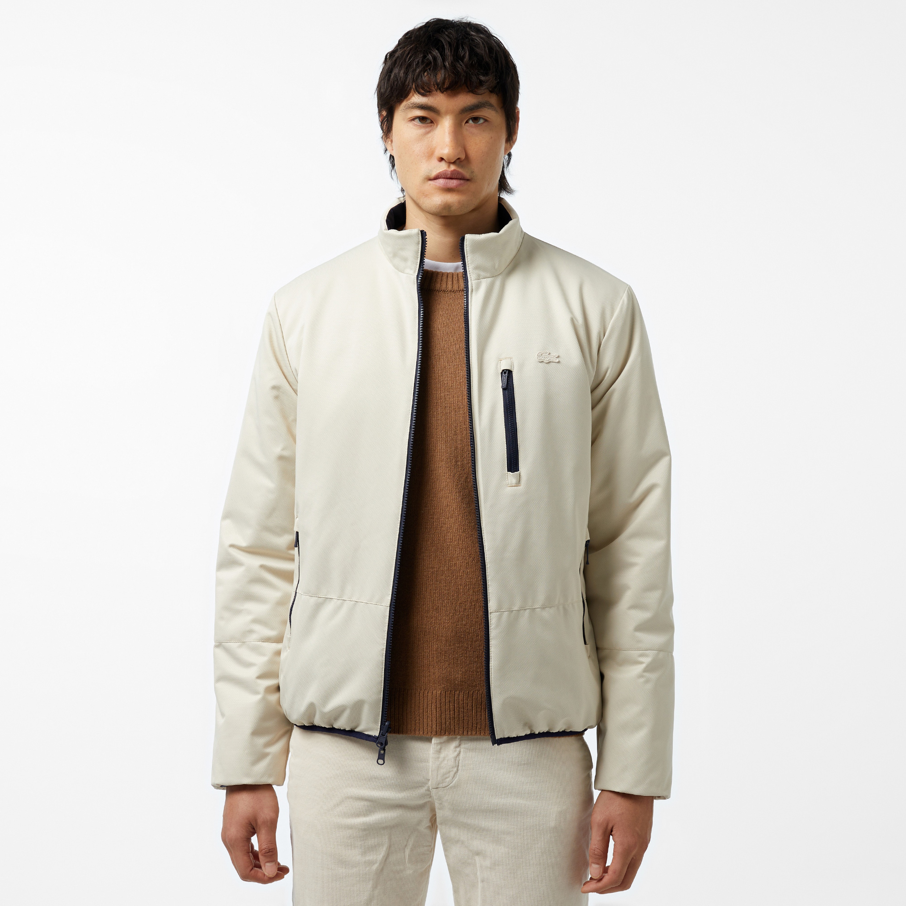 Erkek Regular Fit Dik Yaka Çift Taraflı Lacivert Mont