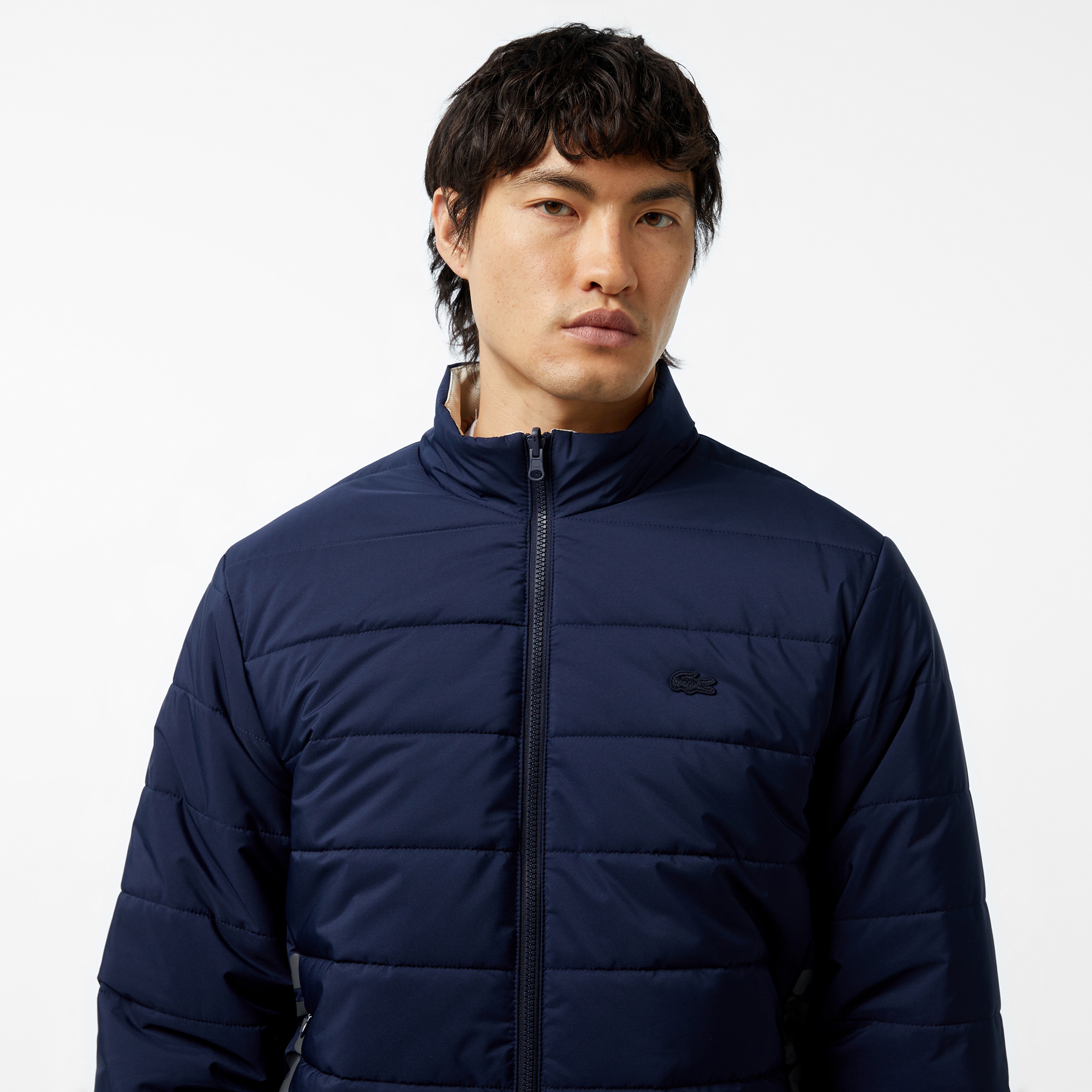 Erkek Regular Fit Dik Yaka Çift Taraflı Lacivert Mont