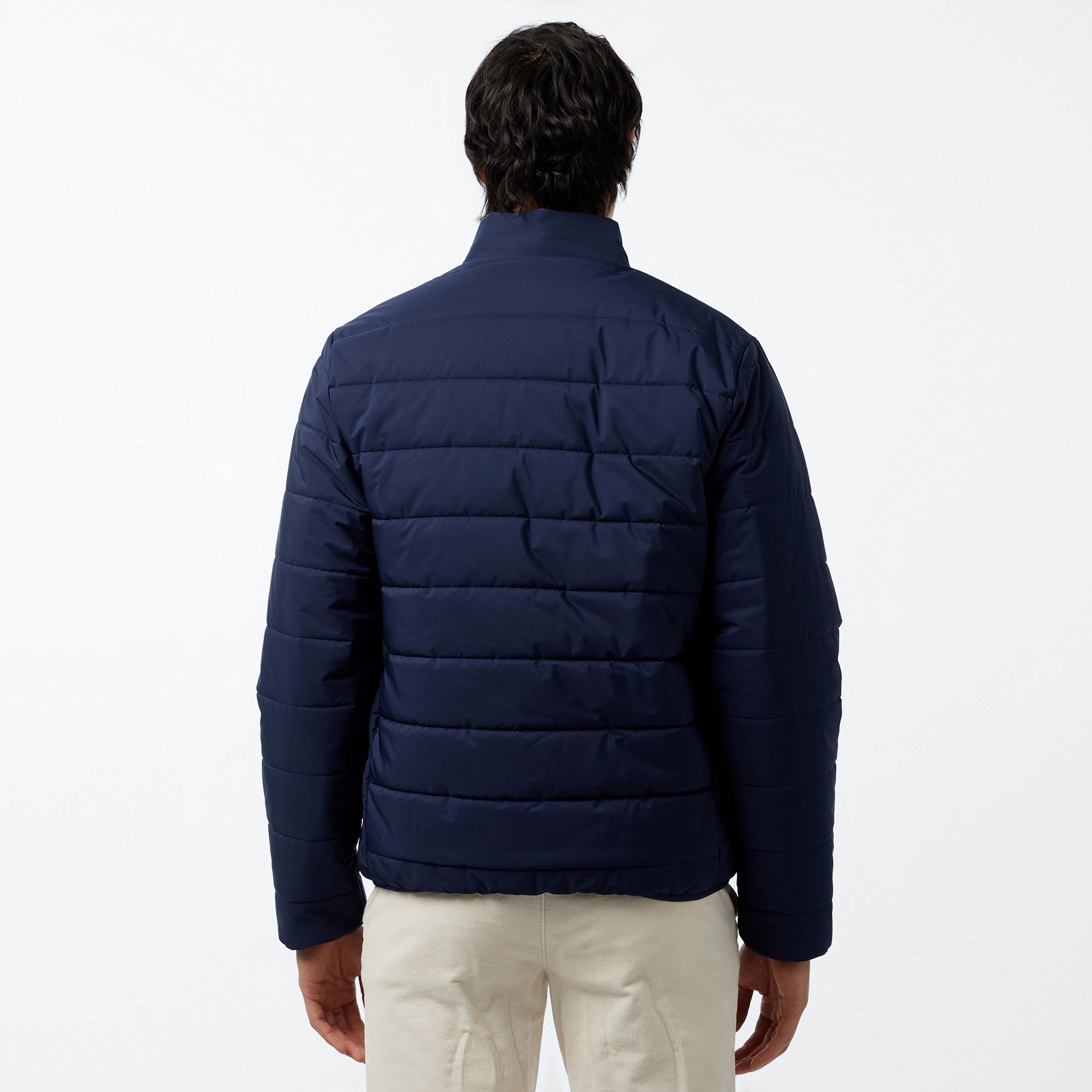 Erkek Regular Fit Dik Yaka Çift Taraflı Lacivert Mont