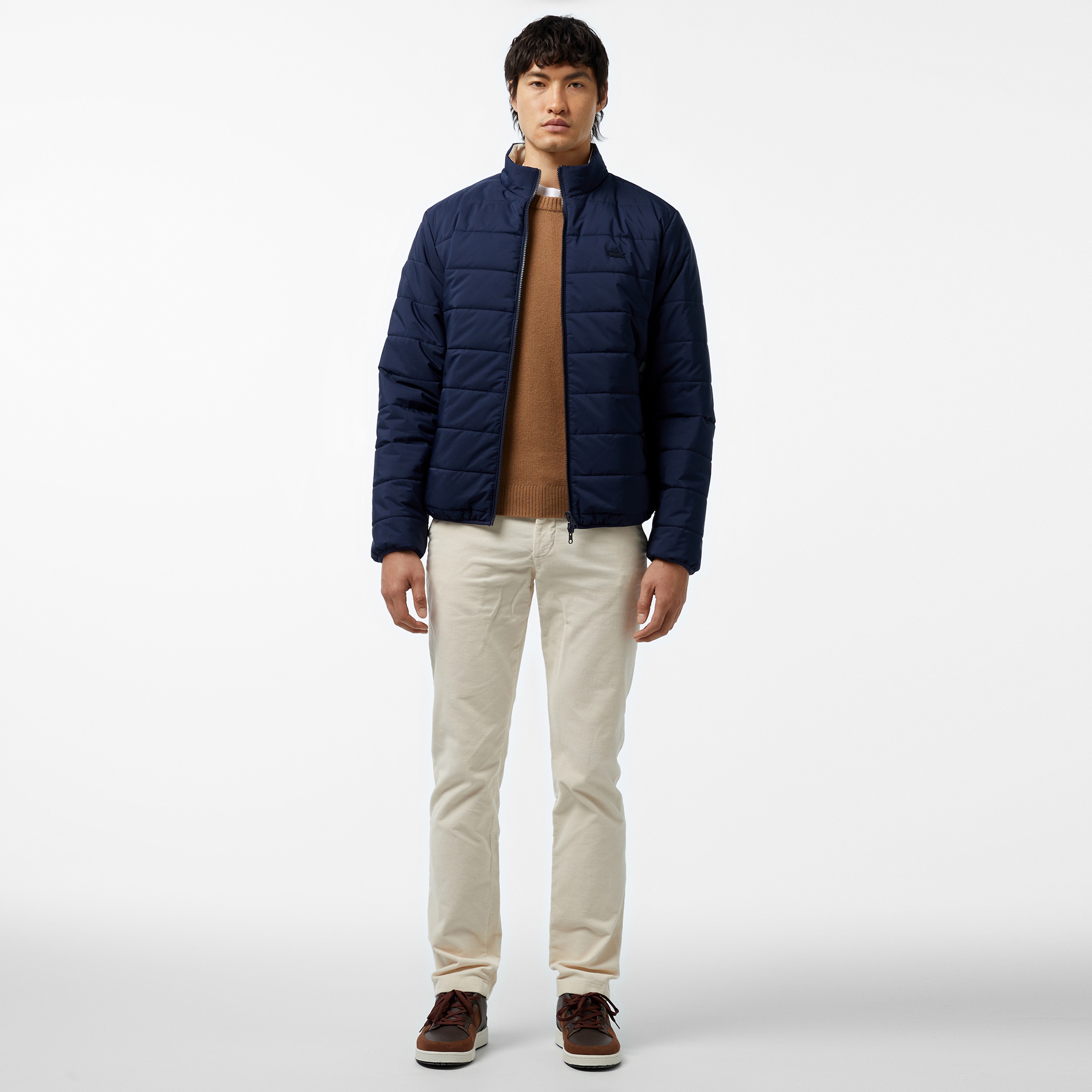 Erkek Regular Fit Dik Yaka Çift Taraflı Lacivert Mont