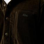 Erkek Relaxed Fit Kapüşonlu Koyu Yeşil Gömlek