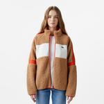 Kadın Dik Yaka Renk Bloklu Kahverengi Mont