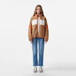 Kadın Dik Yaka Renk Bloklu Kahverengi Mont