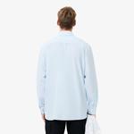 Erkek Relaxed Fit Çizgili Mavi Gömlek