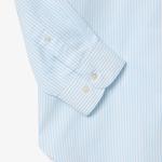 Erkek Relaxed Fit Çizgili Mavi Gömlek