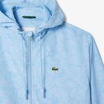 Erkek Regular Fit Kapüşonlu Desenli Mavi Rüzgarlık