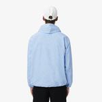 Erkek Regular Fit Kapüşonlu Desenli Mavi Rüzgarlık