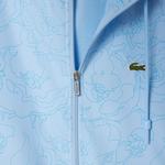 Erkek Regular Fit Kapüşonlu Desenli Mavi Rüzgarlık