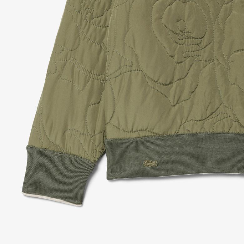 Kadın Oversize Fit Bisiklet Yaka Çift Taraflı Desenli Krem Sweatshirt