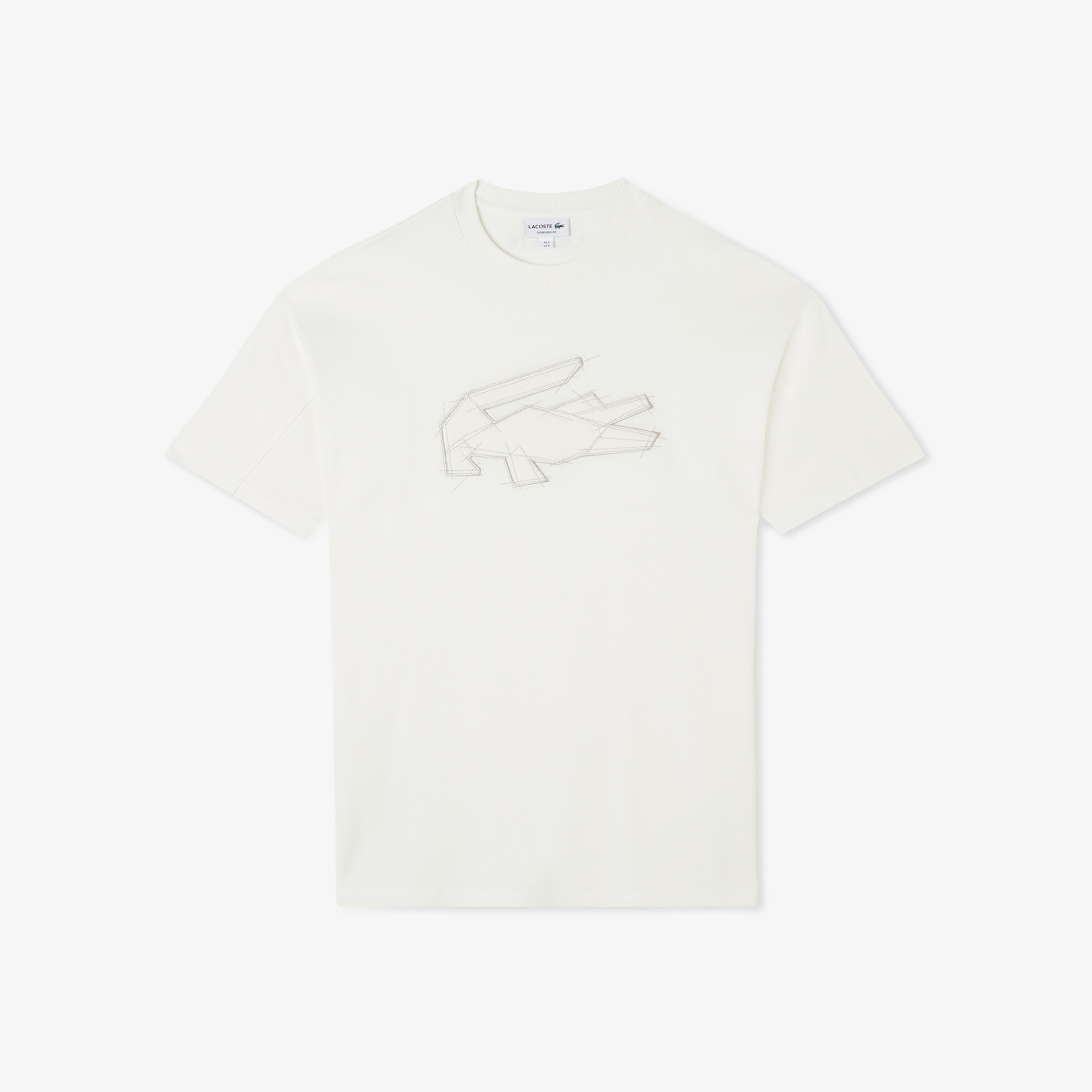 Erkek Oversize Fit Bisiklet Yaka Baskılı Beyaz T-Shirt