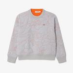 Kadın Oversize Fit Bisiklet Yaka Çift Taraflı Desenli Gri Sweatshirt