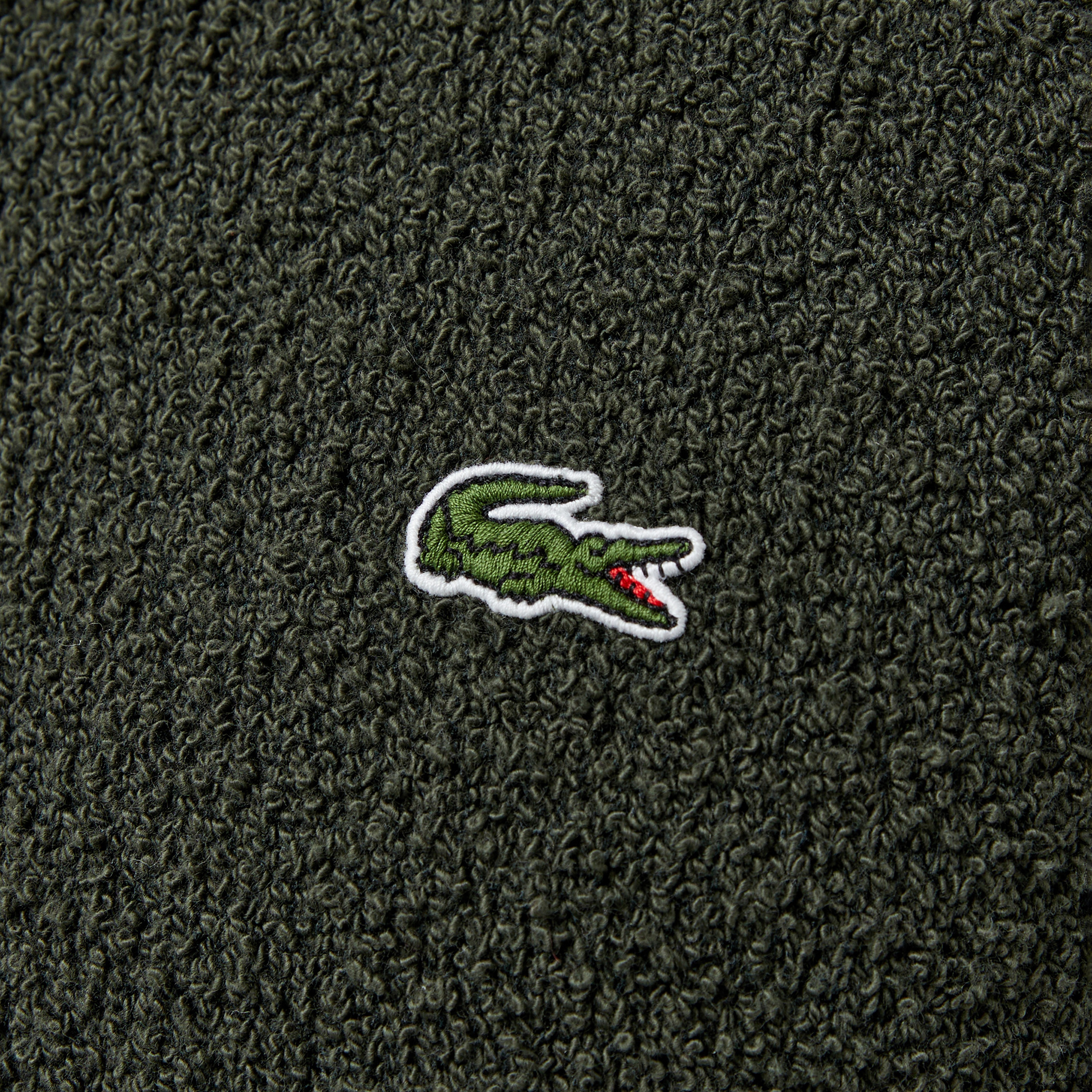 Erkek Relaxed Fit Bisiklet Yaka Baskılı Koyu Yeşil Kazak