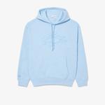 Erkek Classic Fit Kapüşonlu Desenli Mavi Sweatshirt