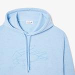 Erkek Classic Fit Kapüşonlu Desenli Mavi Sweatshirt