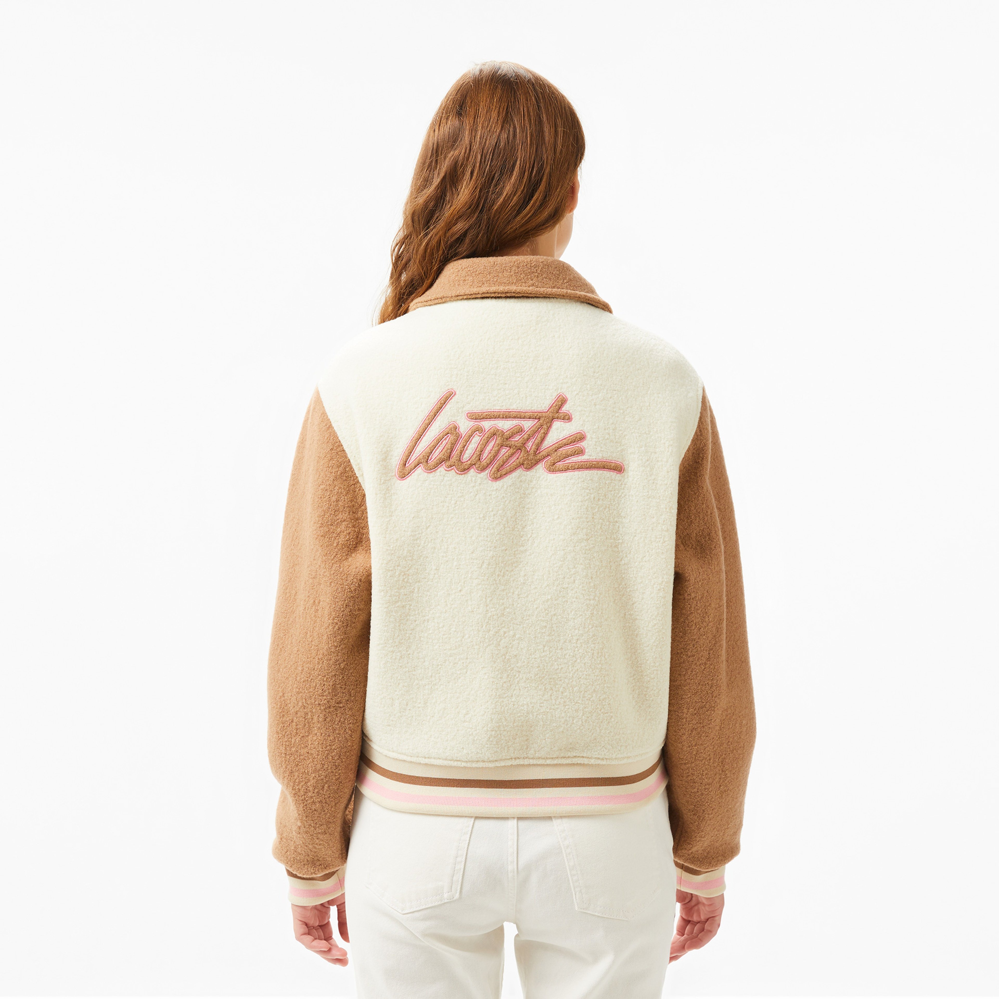 Kadın Relaxed Fit Gömlek Yaka Renk Bloklu Bej Mont