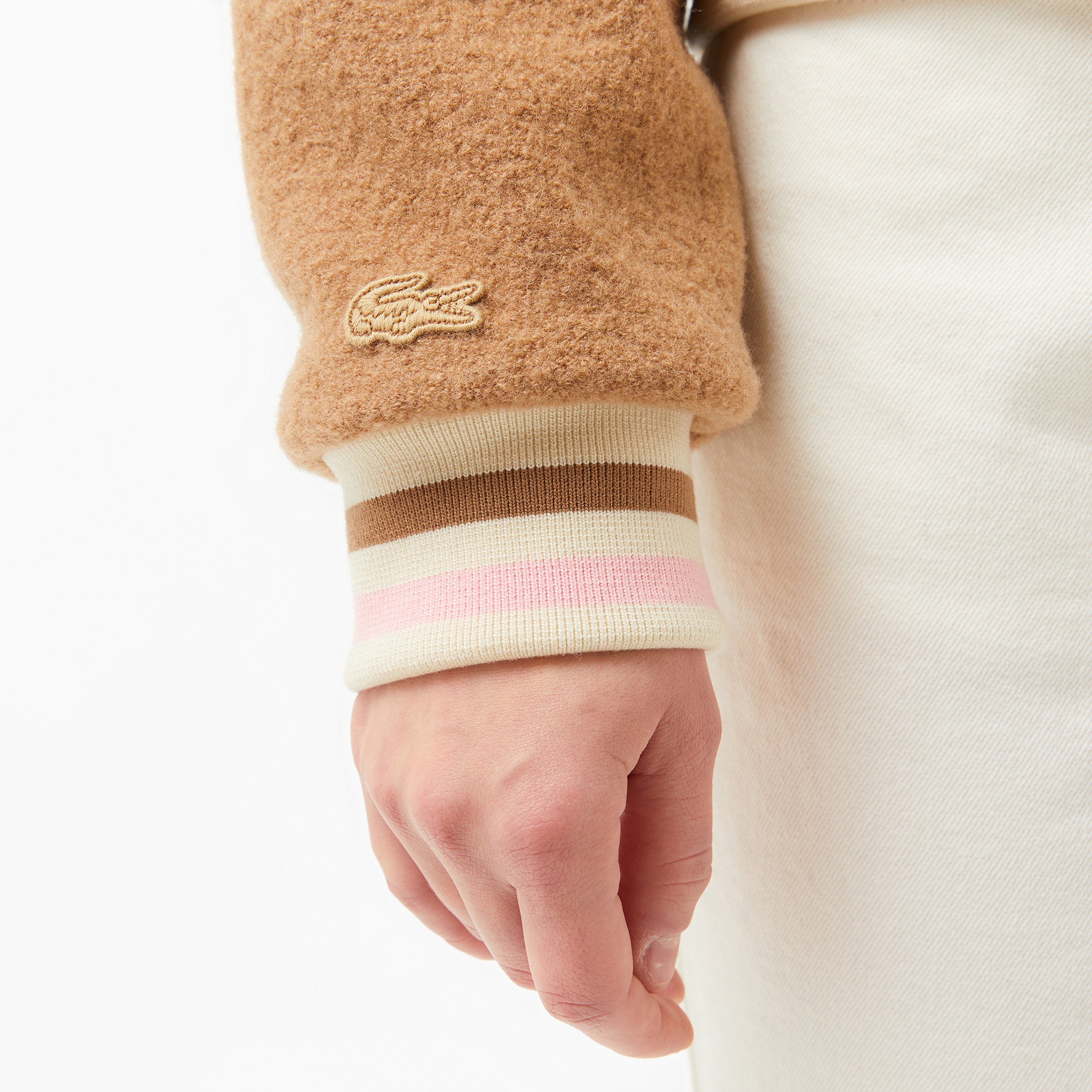 Kadın Relaxed Fit Gömlek Yaka Renk Bloklu Bej Mont