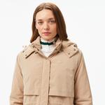 Kadın Relaxed Fit Kapüşonlu Bej Mont