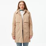 Kadın Relaxed Fit Kapüşonlu Bej Mont