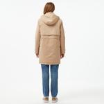 Kadın Relaxed Fit Kapüşonlu Bej Mont