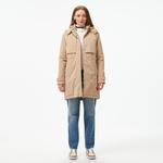 Kadın Relaxed Fit Kapüşonlu Bej Mont