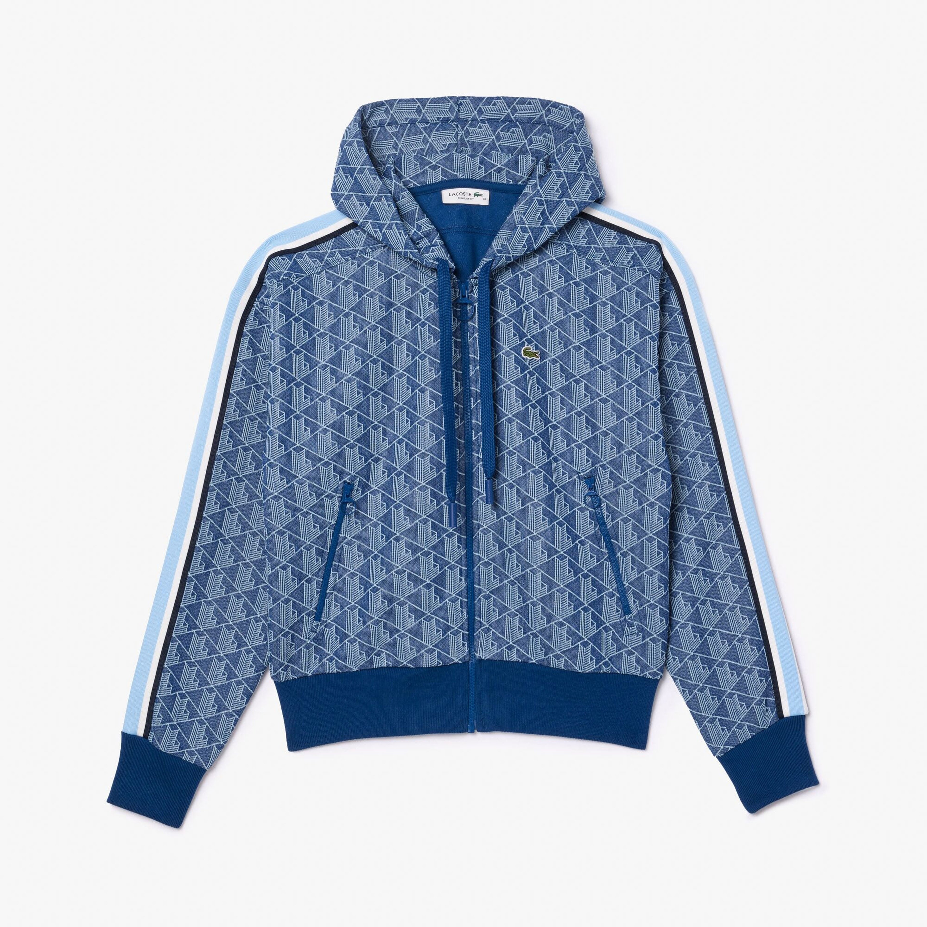Lacoste Kadın Regular Fit Kapüşonlu Monogram Koyu Mavi Sweatshirt