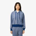 Lacoste Kadın Regular Fit Kapüşonlu Monogram Koyu Mavi Sweatshirt