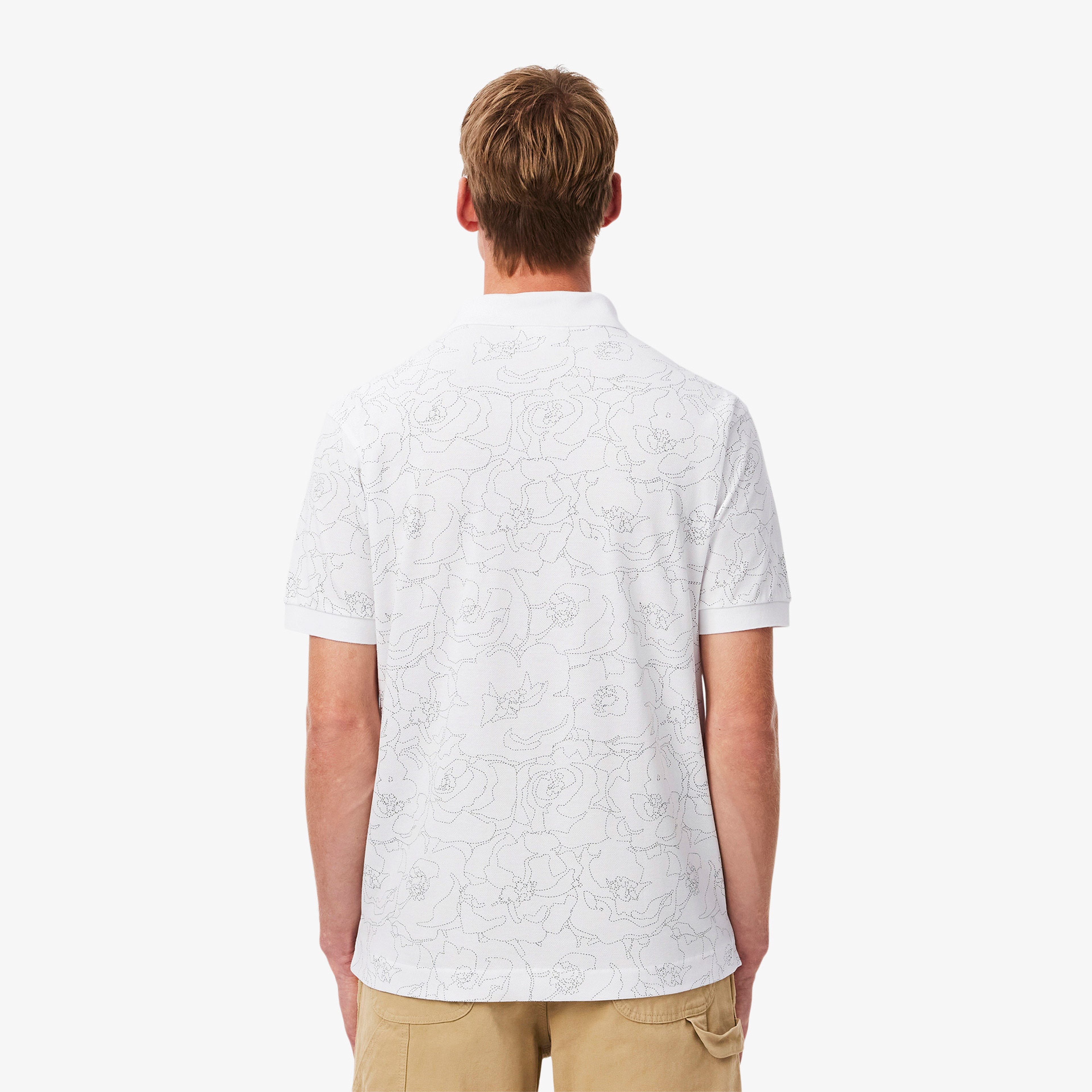 Erkek Classic Fit Desenli Beyaz Polo