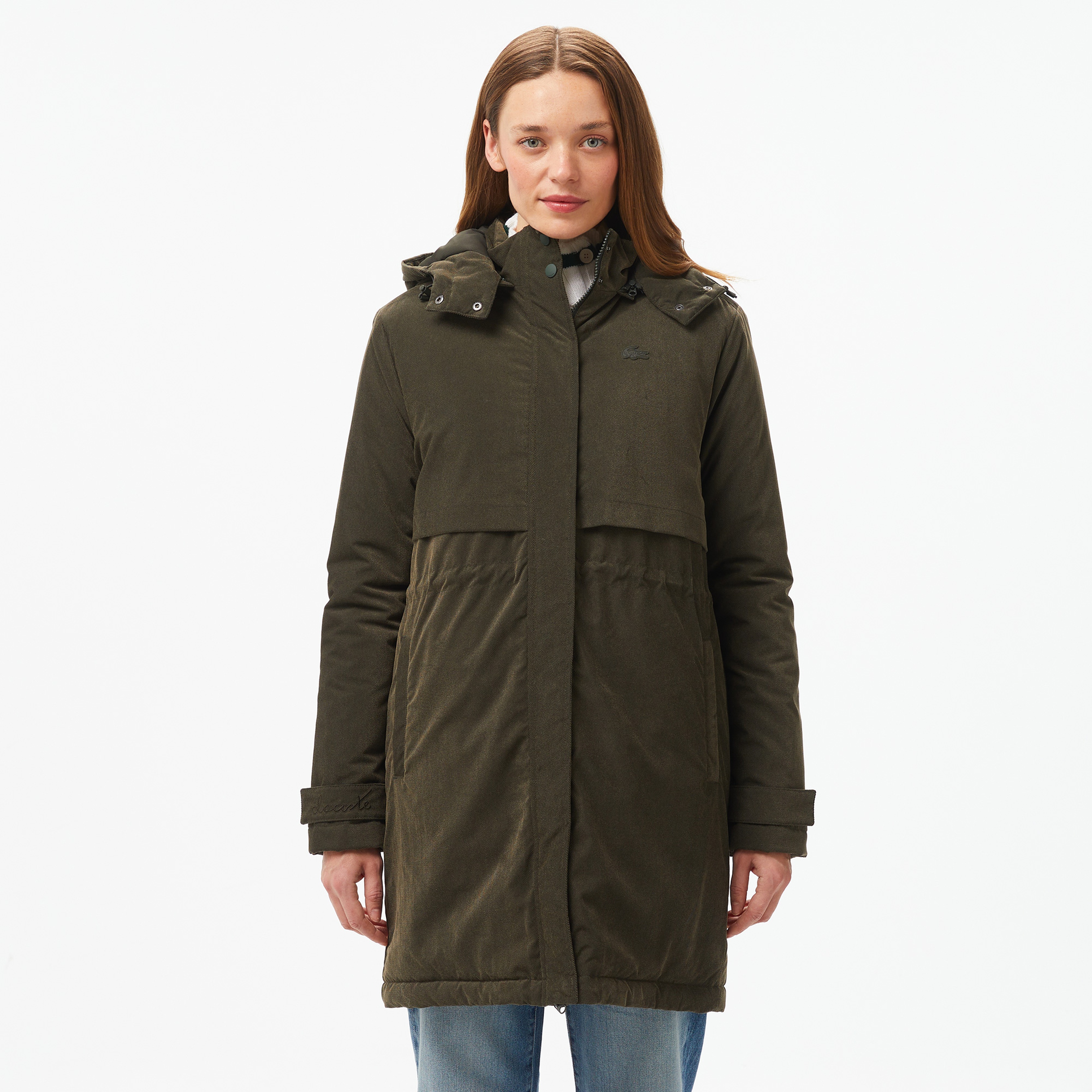 Kadın Relaxed Fit Kapüşonlu Haki Mont