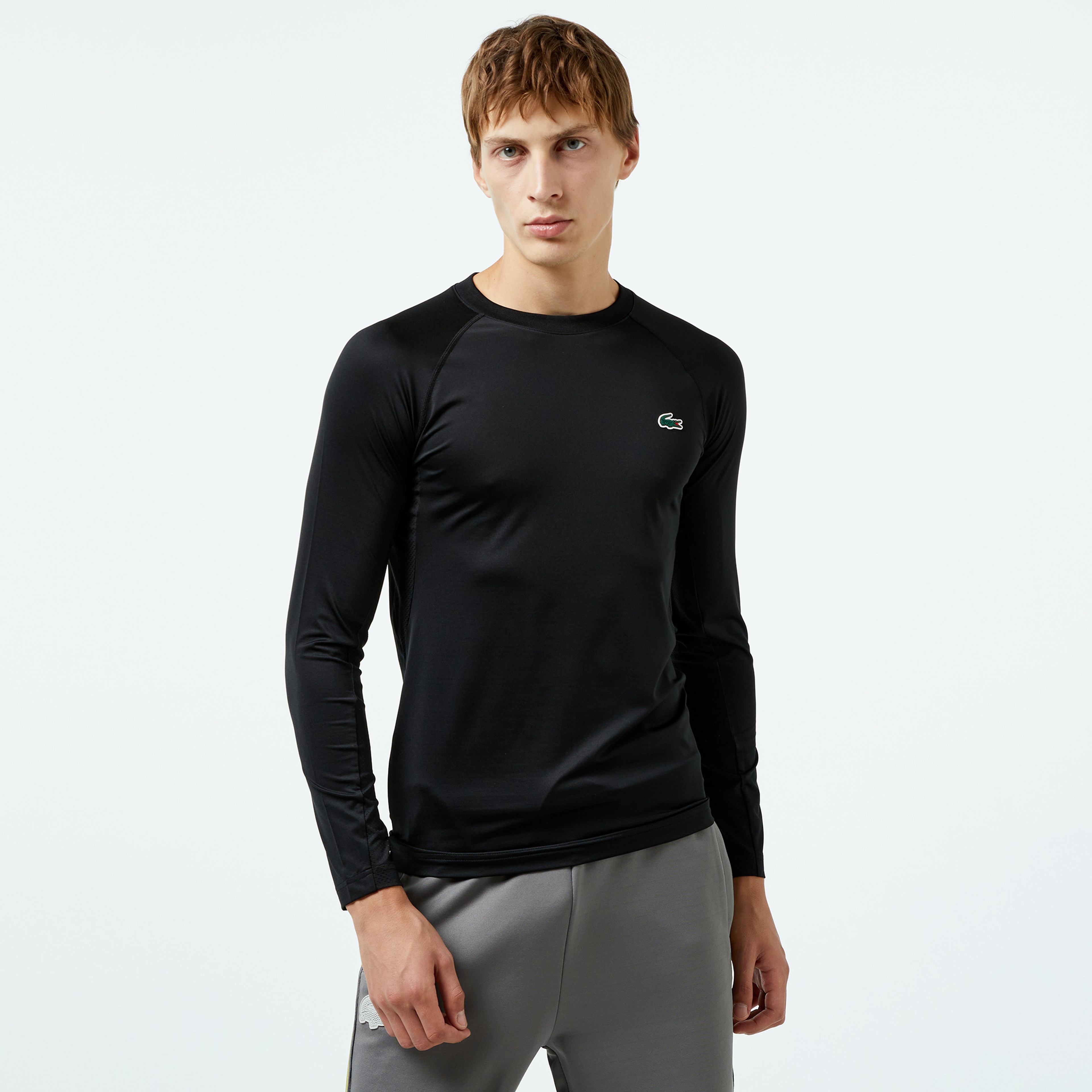 SPORT Erkek Slim Fit Uzun Kollu Bisiklet Yaka Siyah T-Shirt