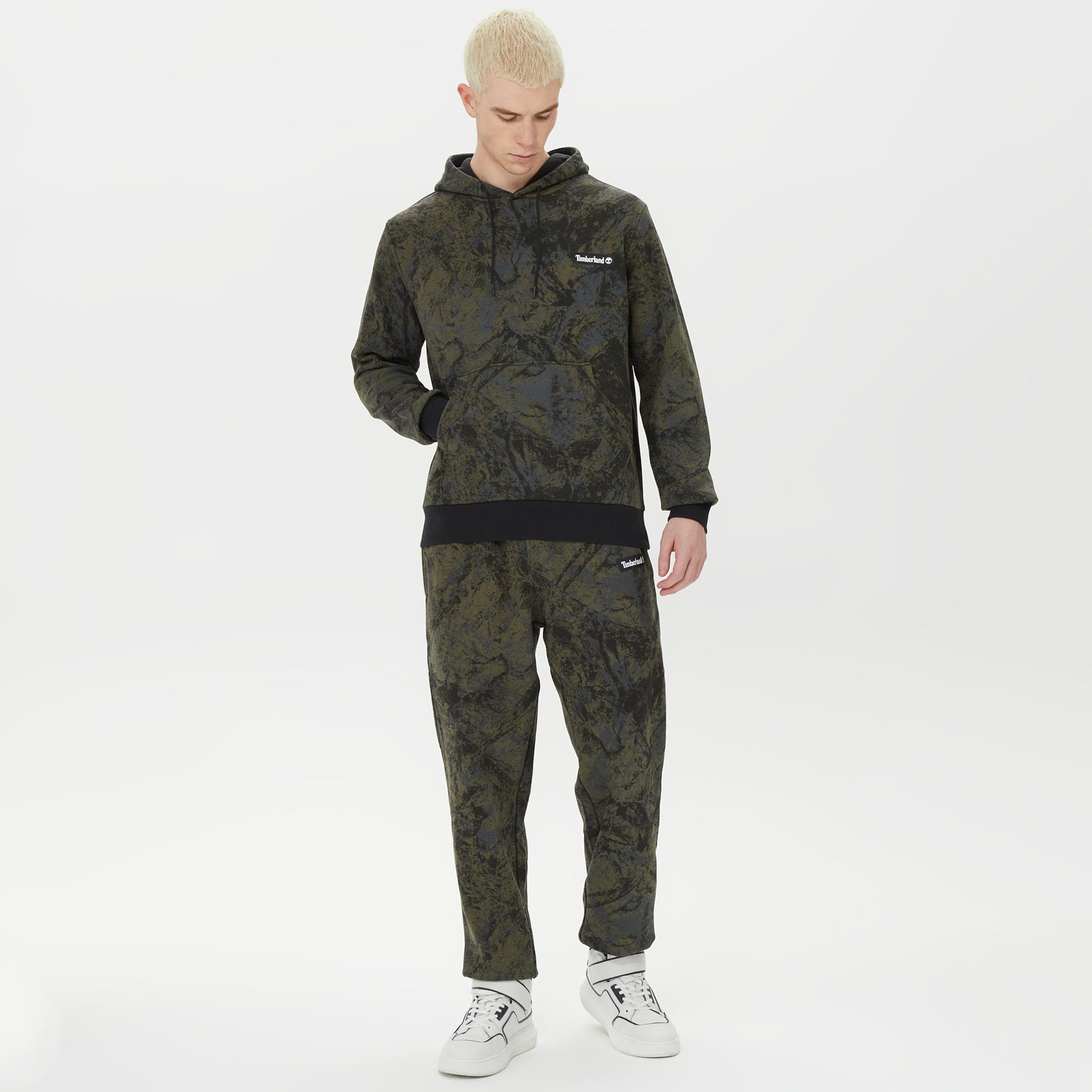 Timberland All Over Printed Mountains Camo Erkek Yeşil Sweatshirt