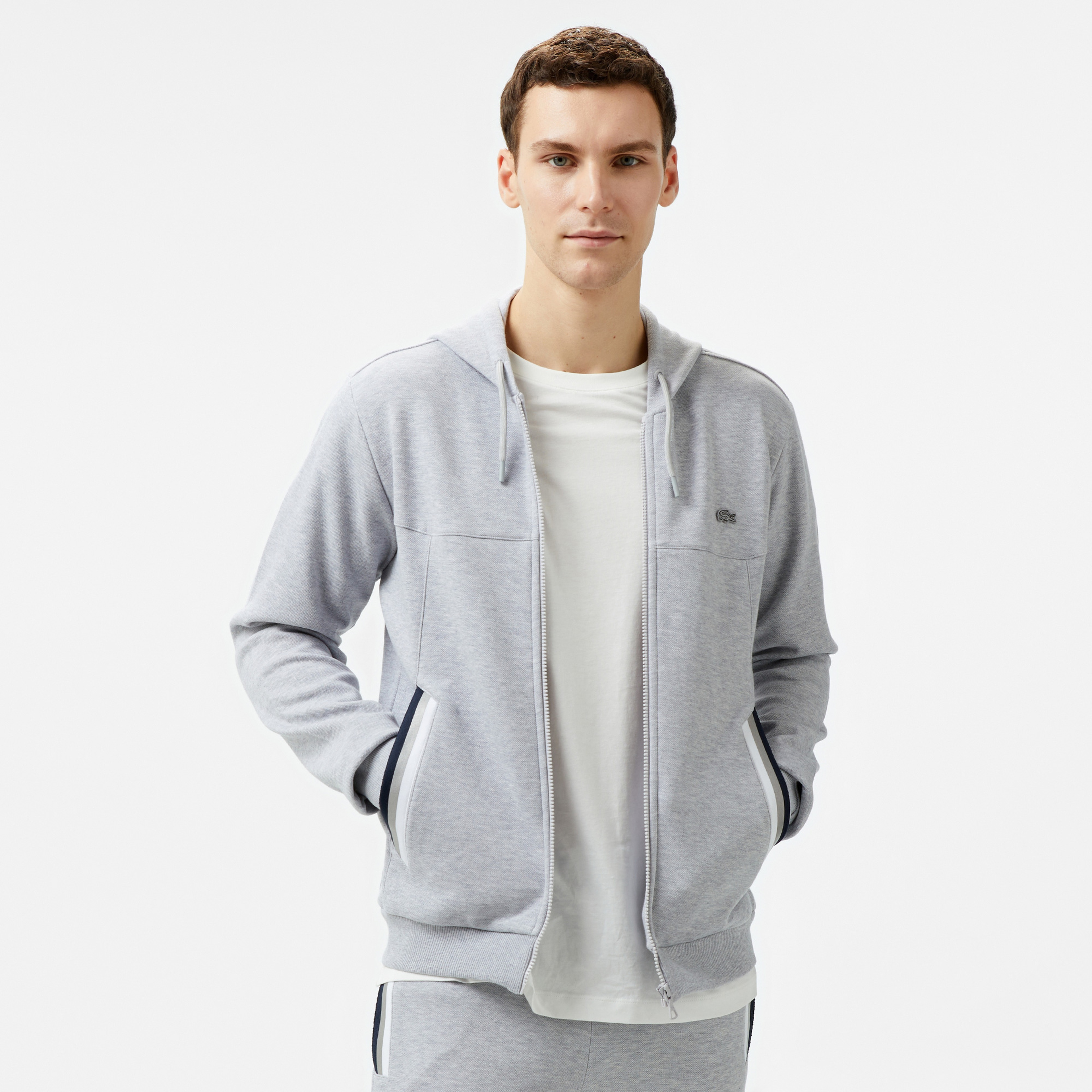 Lacoste Erkek Relaxed Fit Kapüşonlu Gri Sweatshirt