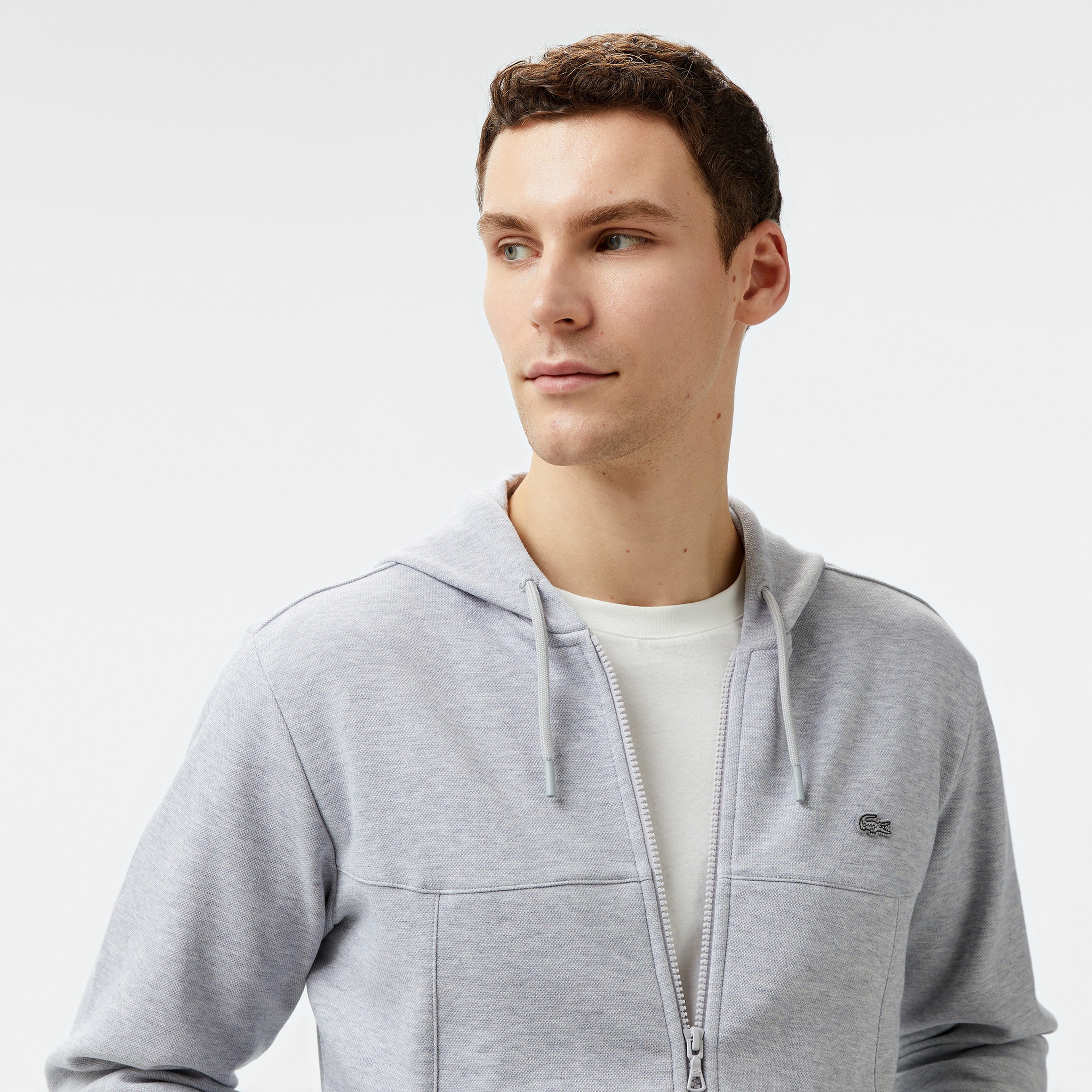 Lacoste Erkek Relaxed Fit Kapüşonlu Gri Sweatshirt