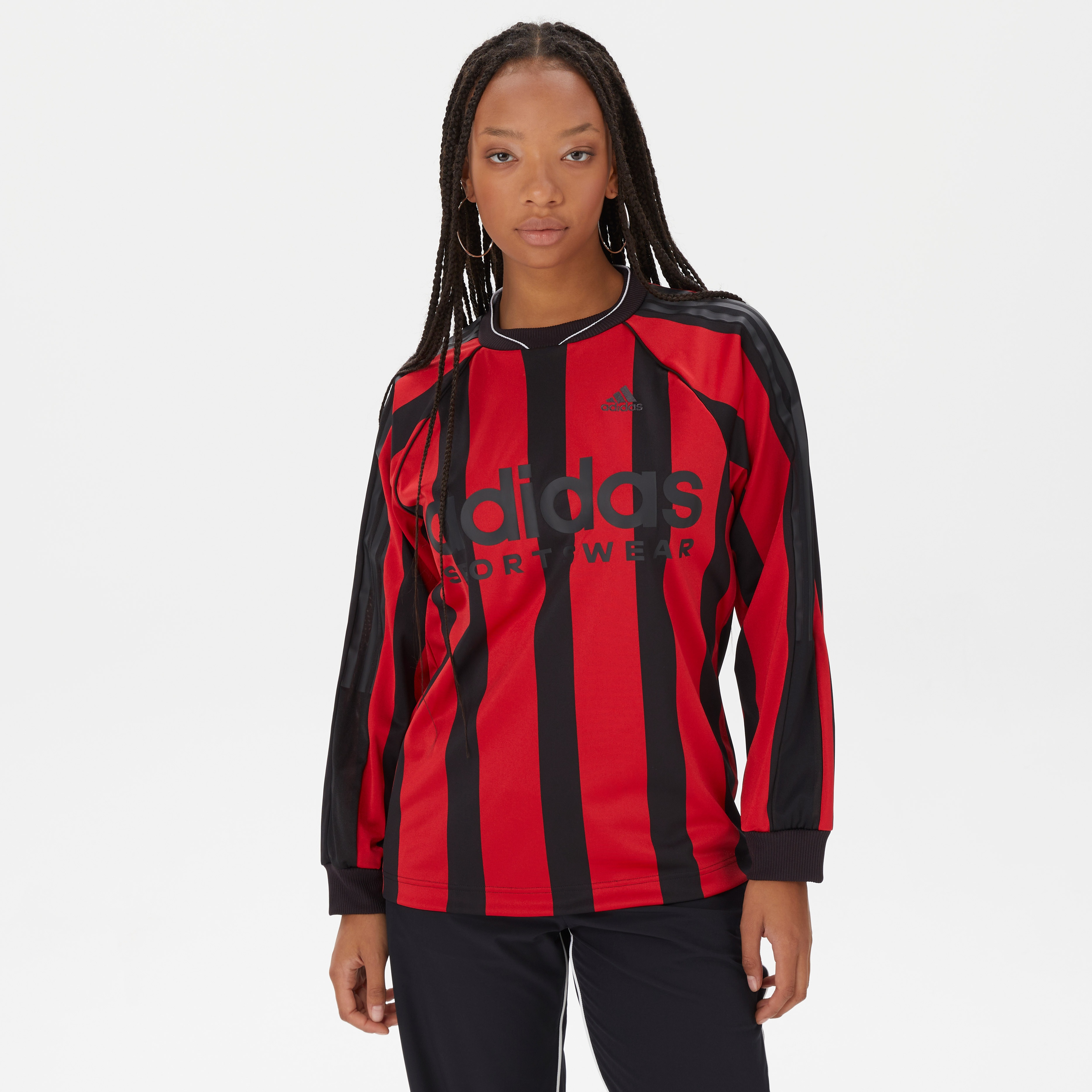 adidas Jacquard Long-Sleeve Top Kadın Kırmızı Forma