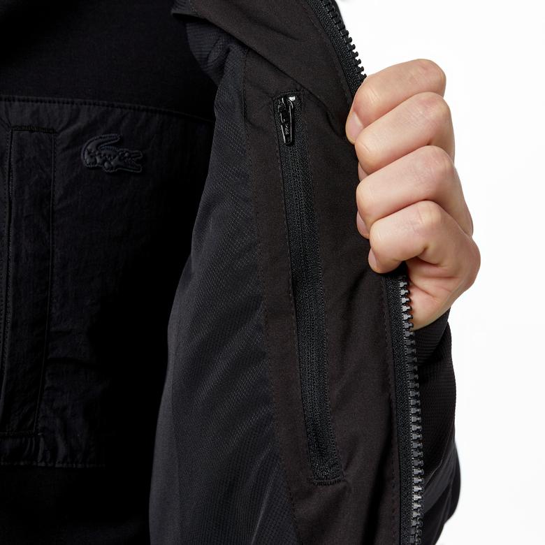 Erkek Kapüşonlu Siyah Şişme Mont