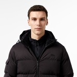 Erkek Kapüşonlu Siyah Şişme Mont