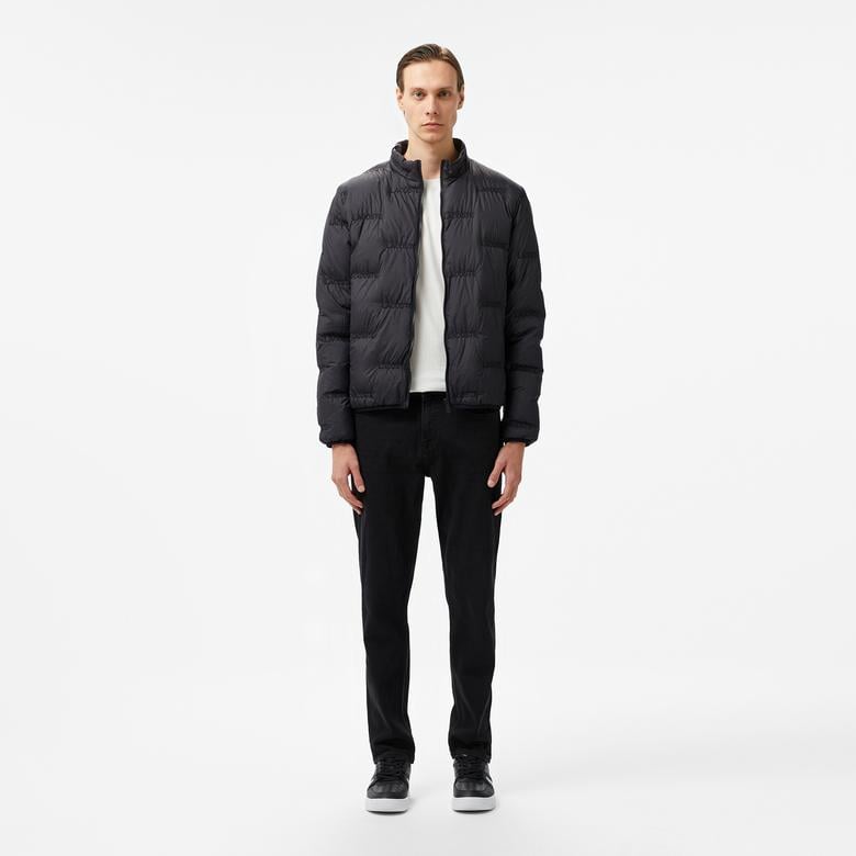 Erkek Dik Yaka Kapitone Siyah Mont