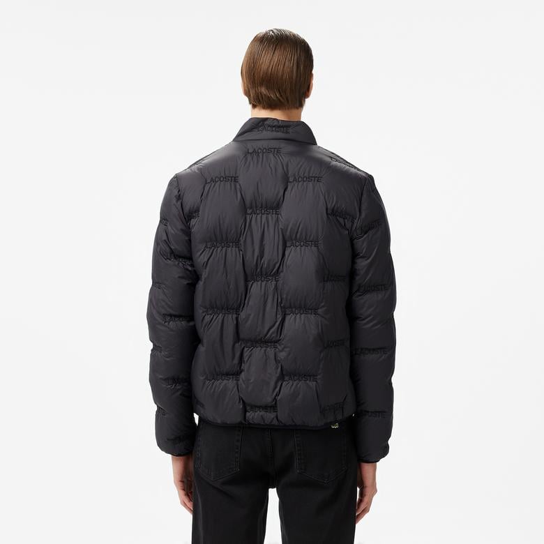 Erkek Dik Yaka Kapitone Siyah Mont