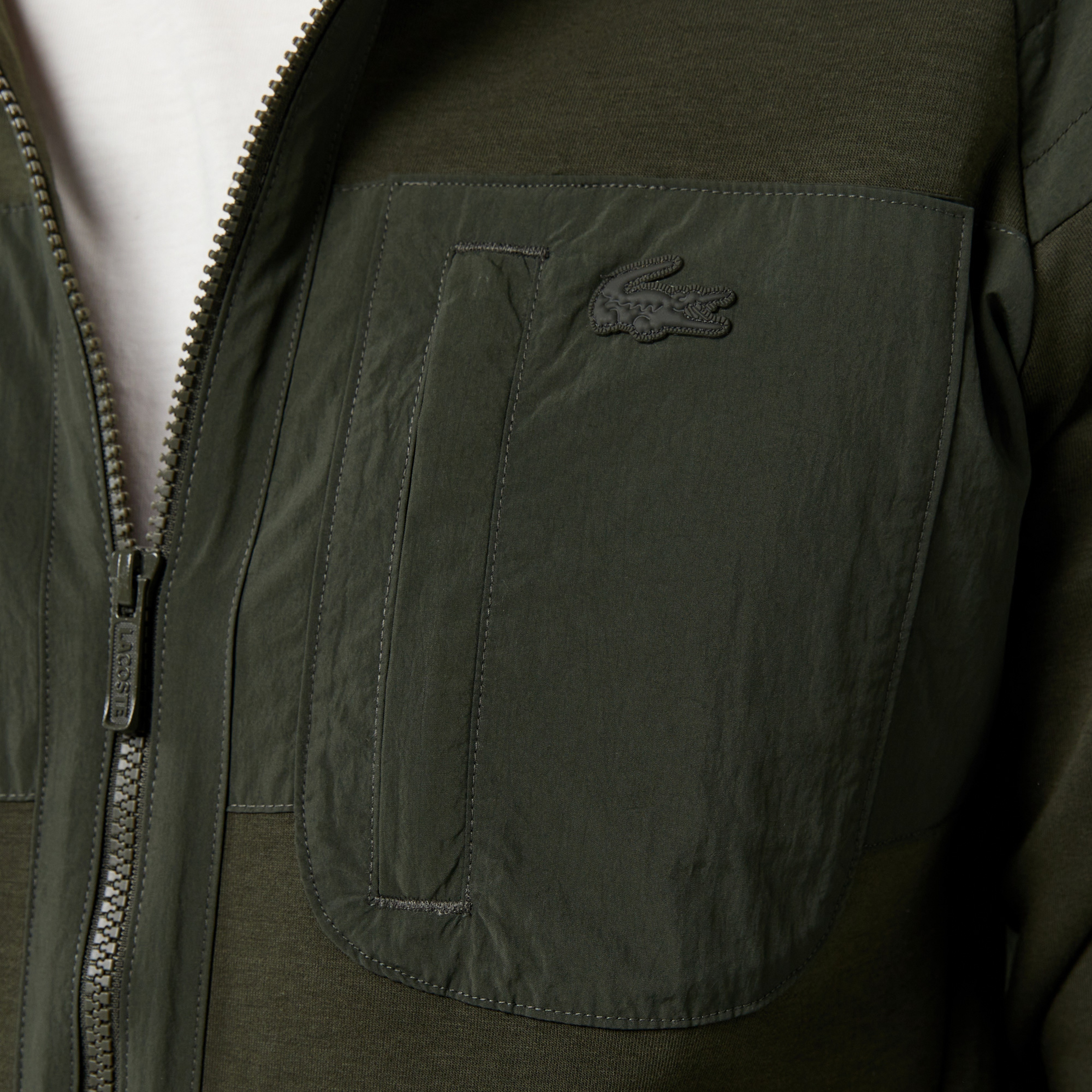 Erkek Regular Fit Fermuarlı Koyu Yeşil Sweatshirt