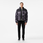 Erkek Desenli Siyah Şişme Mont