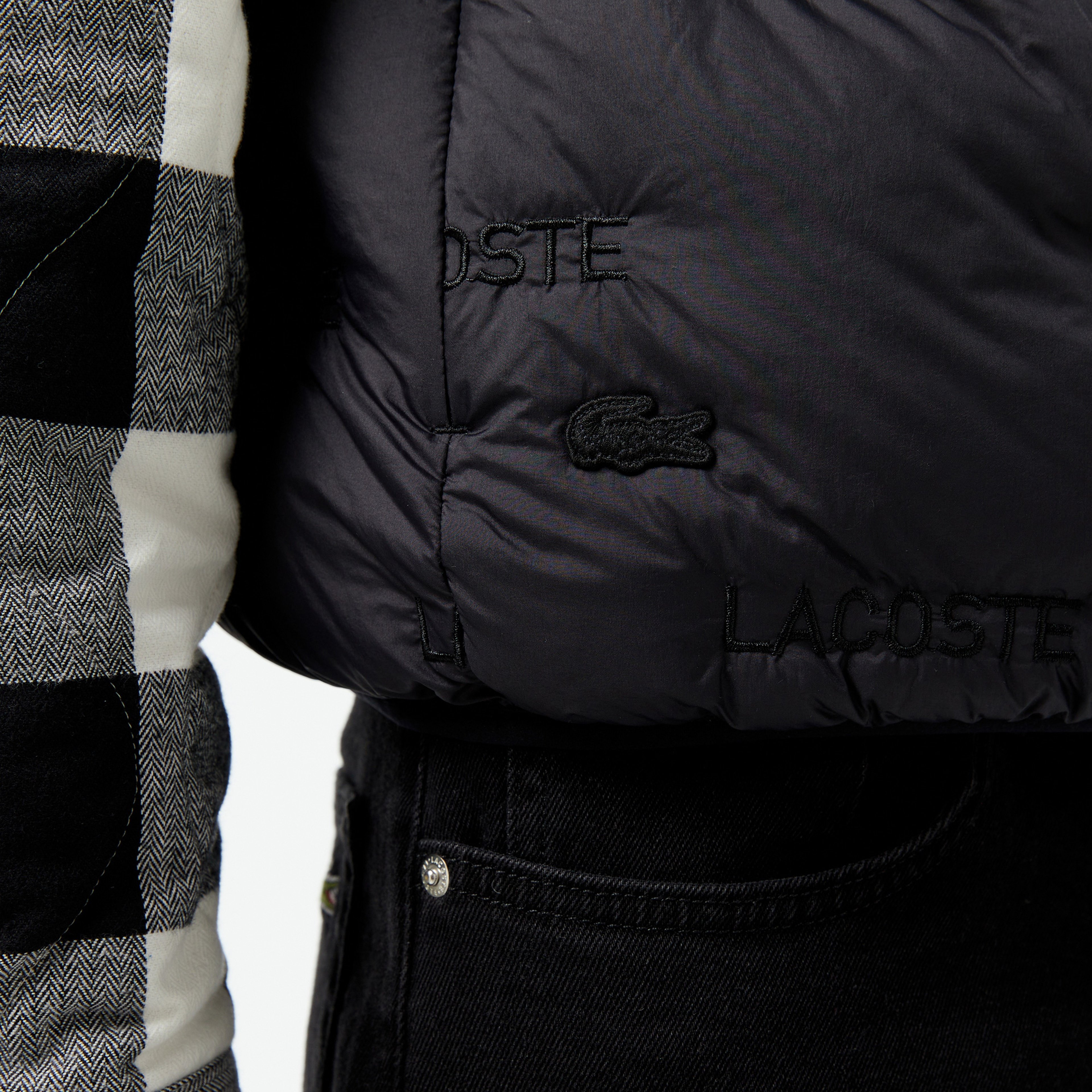 Erkek Dik Yaka Kapitone Siyah Yelek