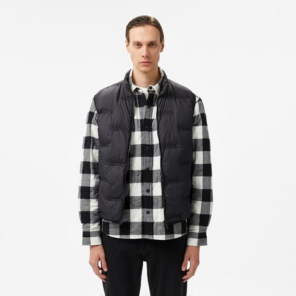 Erkek Dik Yaka Kapitone Siyah Yelek