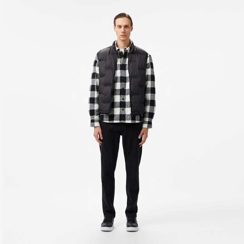 Erkek Dik Yaka Kapitone Siyah Yelek