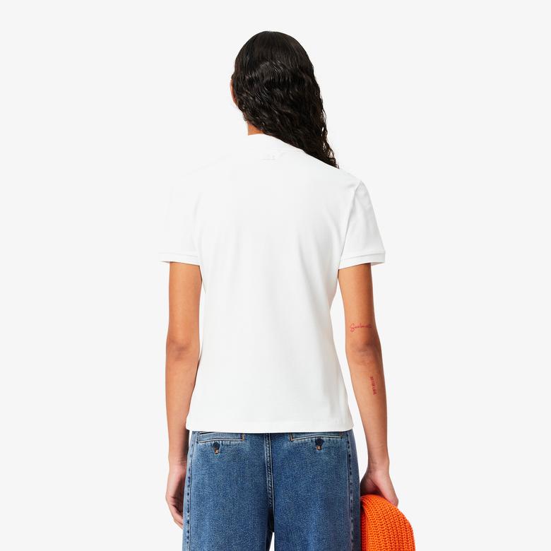 Kadın Slim Fit Beyaz Polo