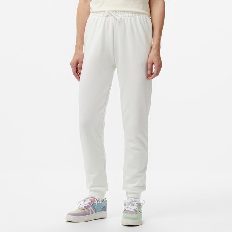 Kadın Straight Fit Beyaz Eşofman Altı